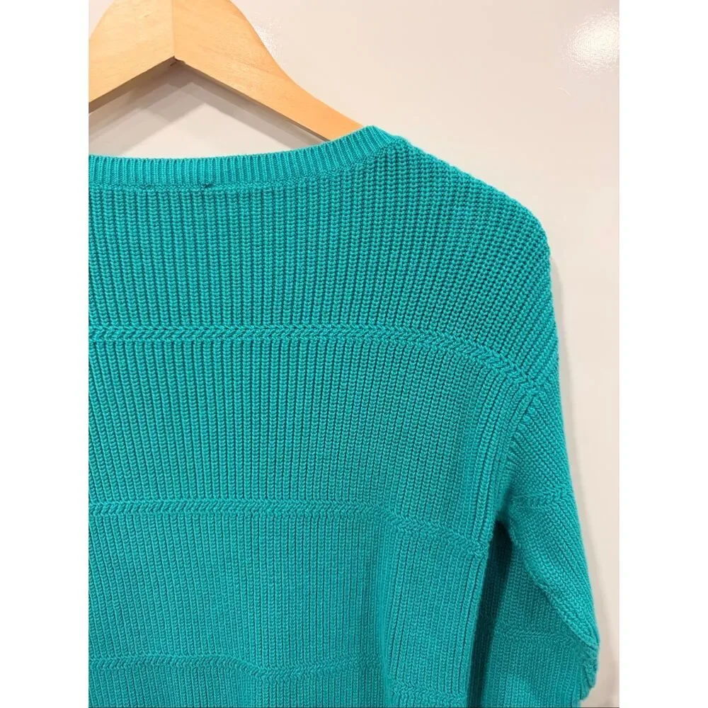 Talbots teal ribbed